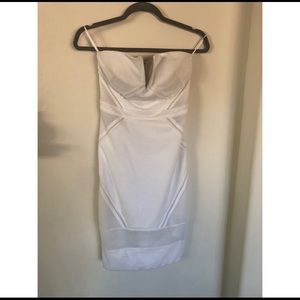 NWT Bebe White Mesh Strapless Dress